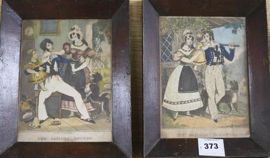 Two Victorian applique pictures 20 x 14.5cm